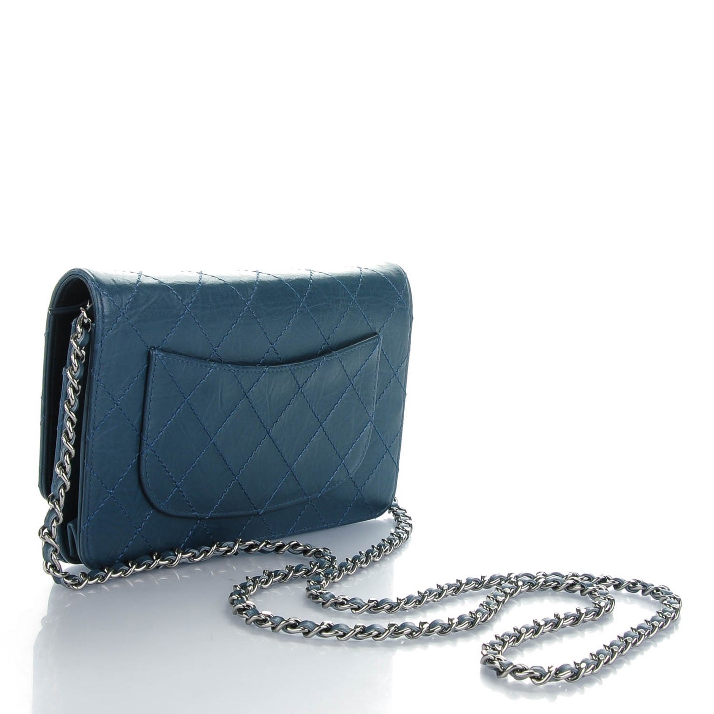 Aged Lambskin Quilted Reissue Wallet On Chain WOC Dark Blue