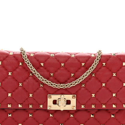 Valentino Garavani Lambskin Rockstud Spike Wallet on Chain Red 5 of 12
