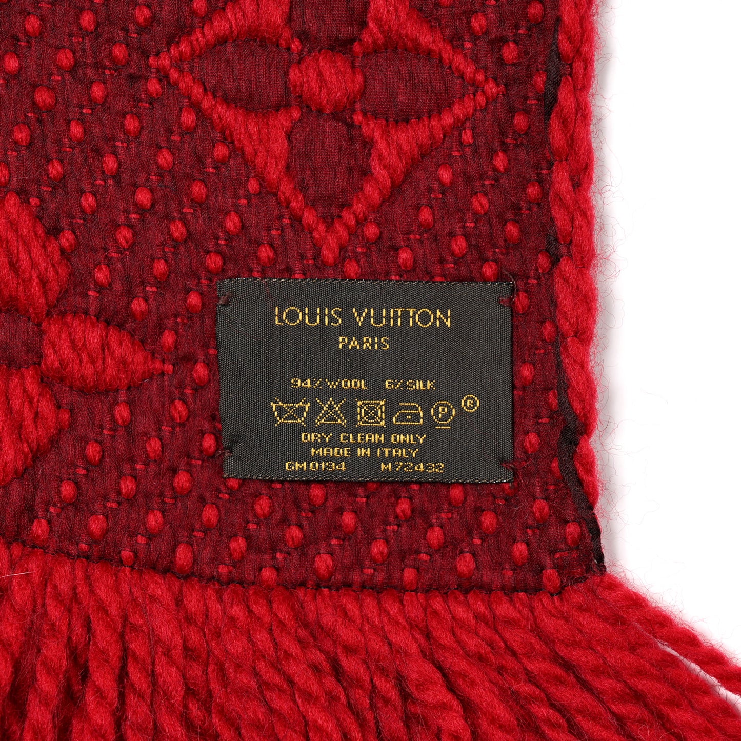 Wool Silk Logomania Scarf Rubis