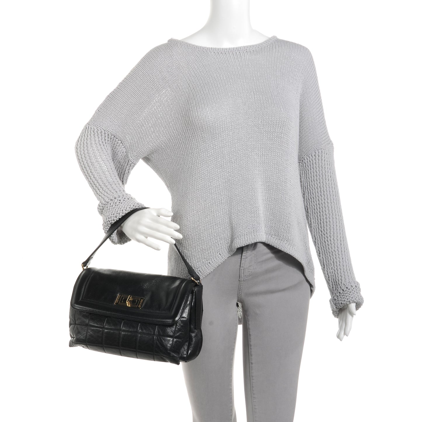 Lambskin Mademoiselle Chocolate Bar Shoulder Bag Black