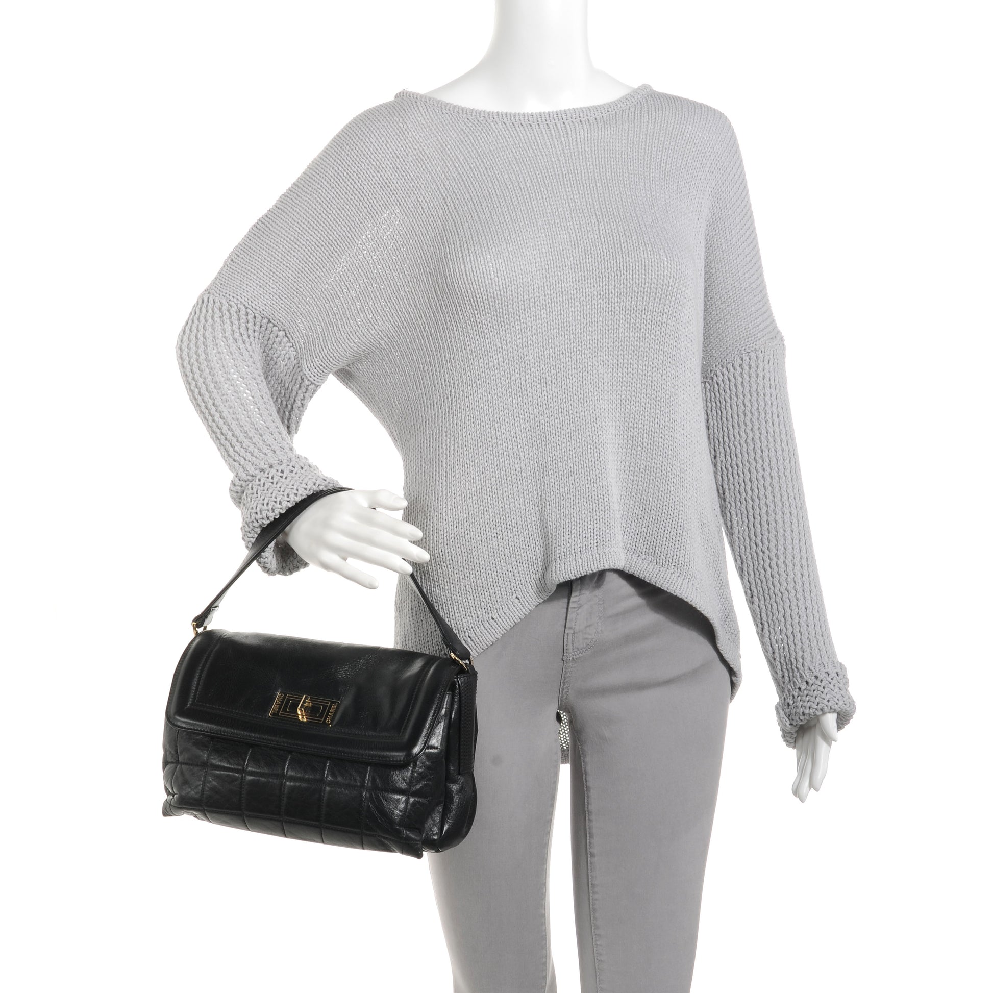 Chanel Lambskin Mademoiselle Chocolate Bar Shoulder Bag Black 2 of 9