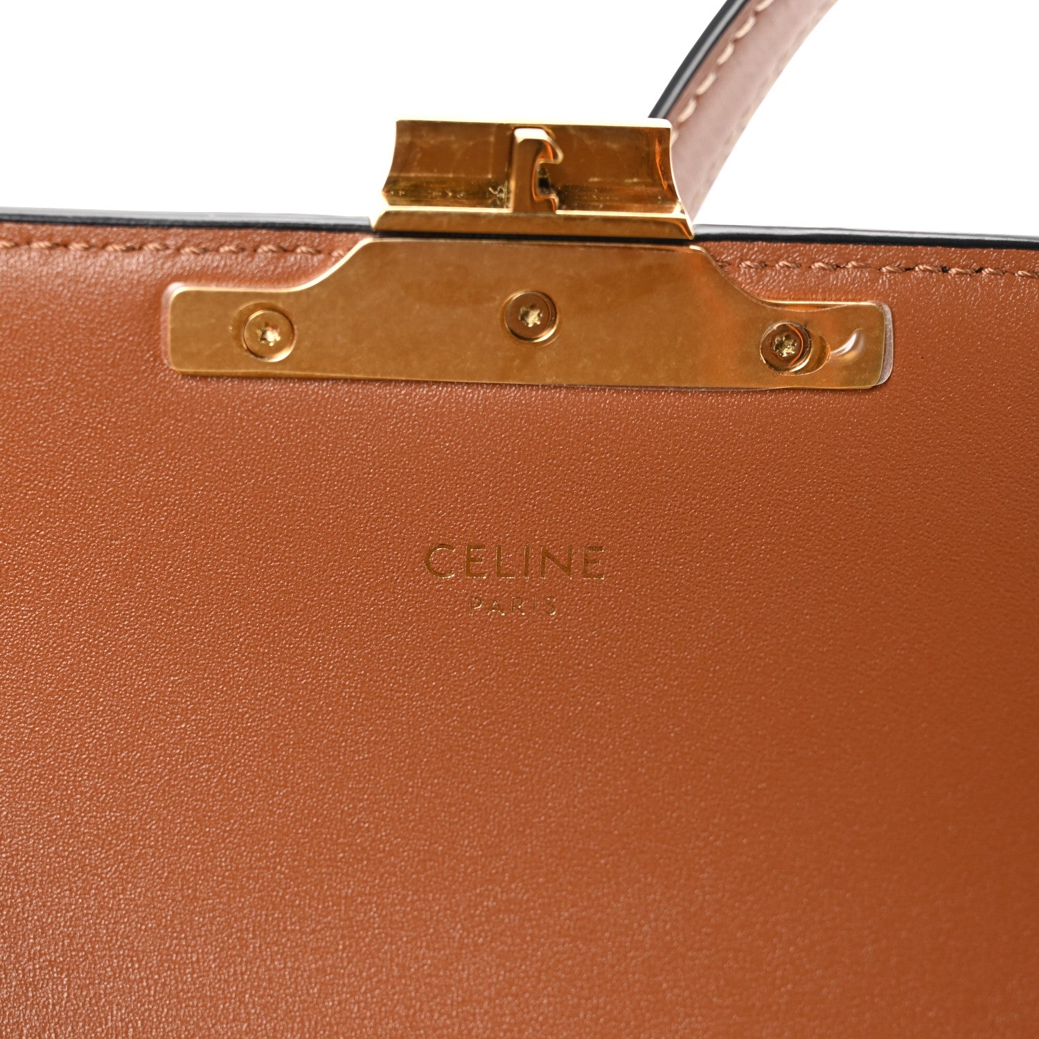 Celine Canvas Calfskin Triomphe Shoulder Bag Tan 6 of 11