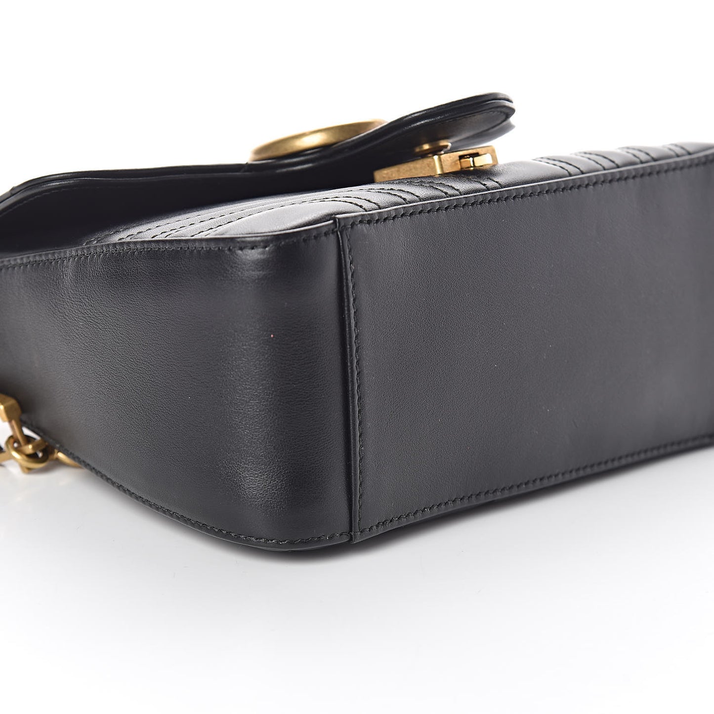 Calfskin Matelasse Mini GG Marmont Top Handle Shoulder Bag Black