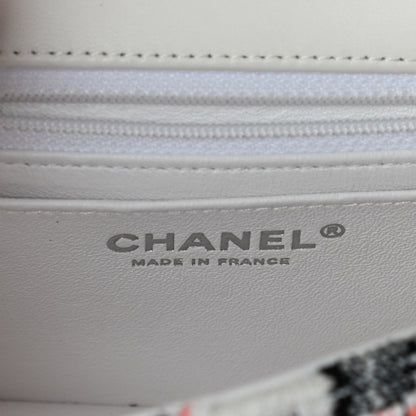 Chanel Tweed Quilted Mini Rectangular Flap Black White Pink 5 of 9