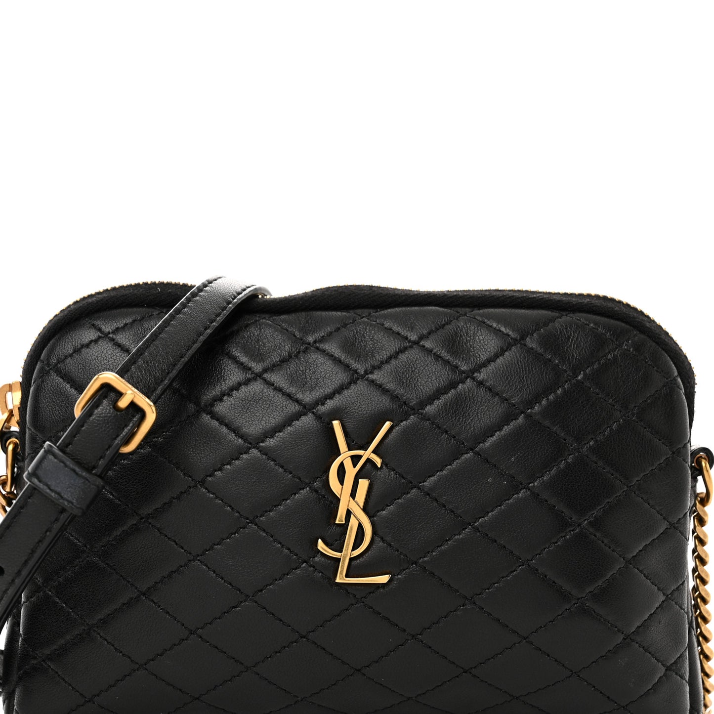 Lambskin Quilted Gaby Zipped Pouch Black