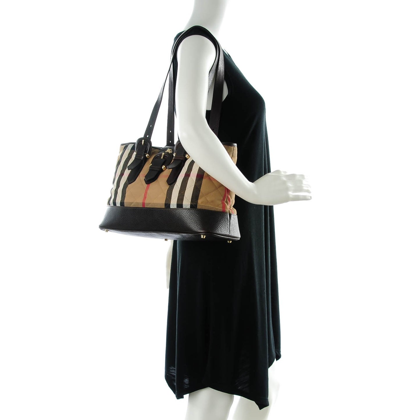 Canvas Quilted House Check Tote Brown