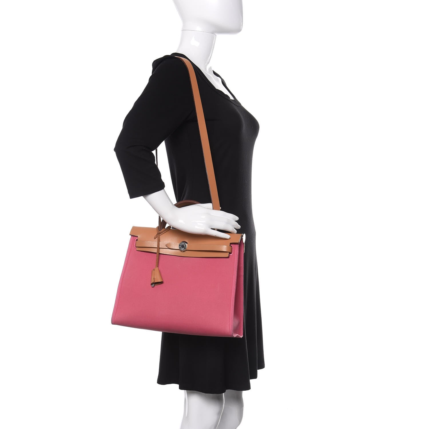 Hermes Vache Hunter Toile Herbag Zip 31 PM Rose Lipstick 2 of 16
