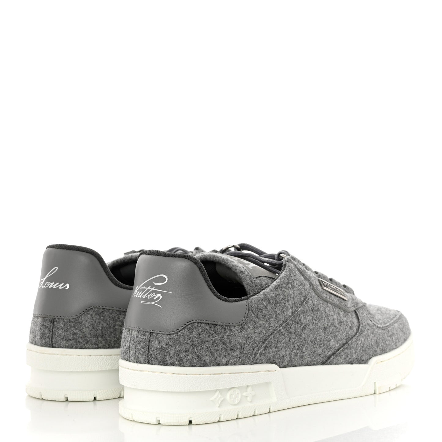 Wool Mens LV Trainer Sneakers 8 Grey