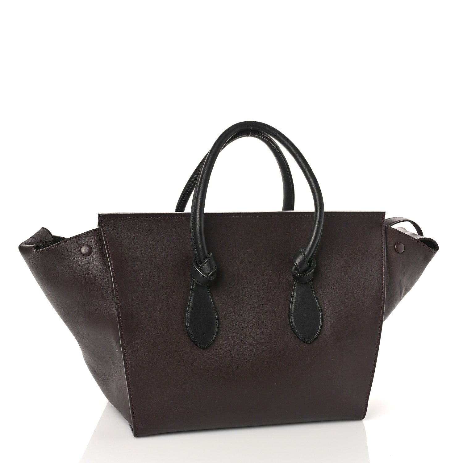 Celine Smooth Calfskin Large Bi-Color Tie Knot Tote Black Burgundy 3 of 10