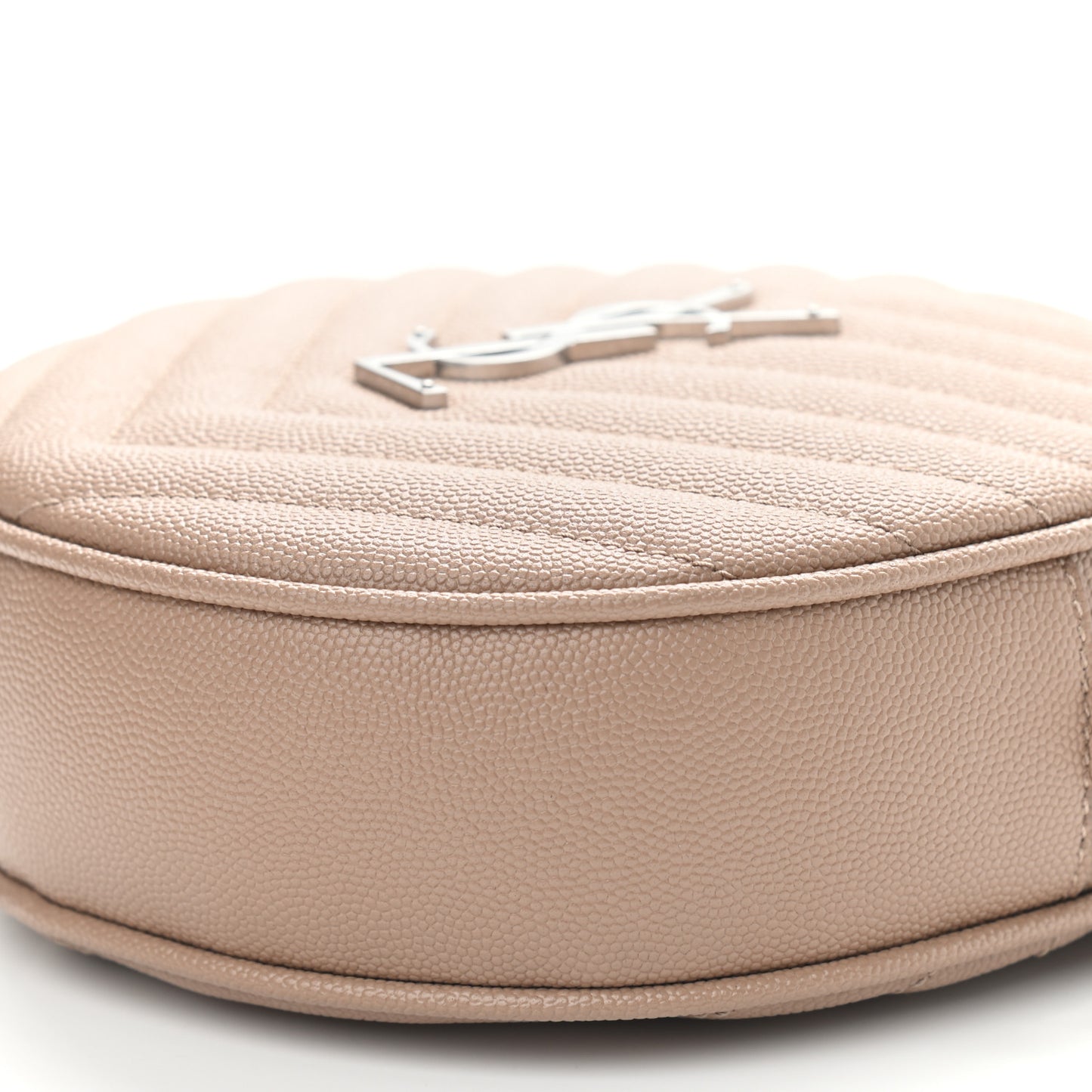 Grain De Poudre Matelasse Chevron Quilted Round Vinyle Camera Bag Gold Sand