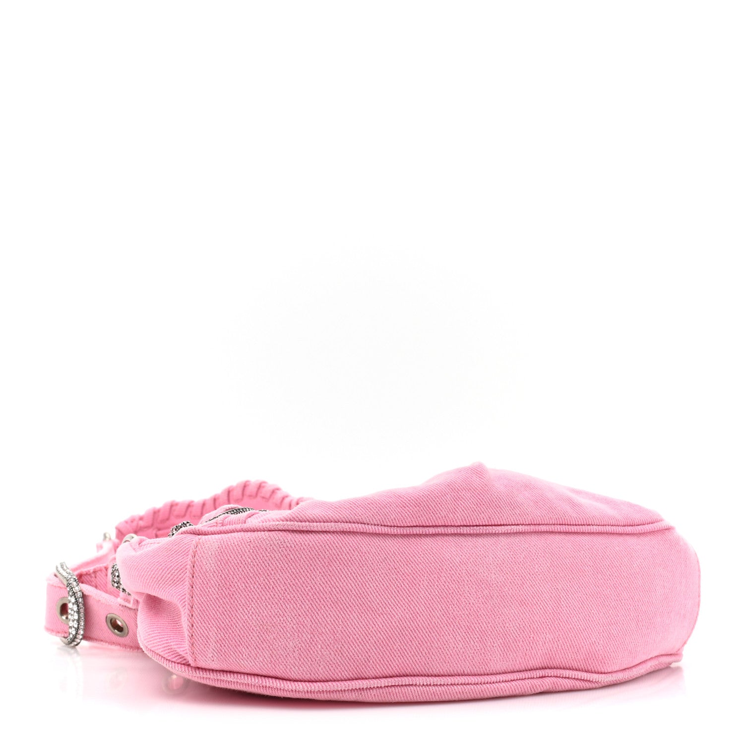 Balenciaga Washed Frayed Denim Crystal Le Cagole Shoulder Bag XS Denim Pink 4 of 11