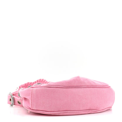 Balenciaga Washed Frayed Denim Crystal Le Cagole Shoulder Bag XS Denim Pink 4 of 11