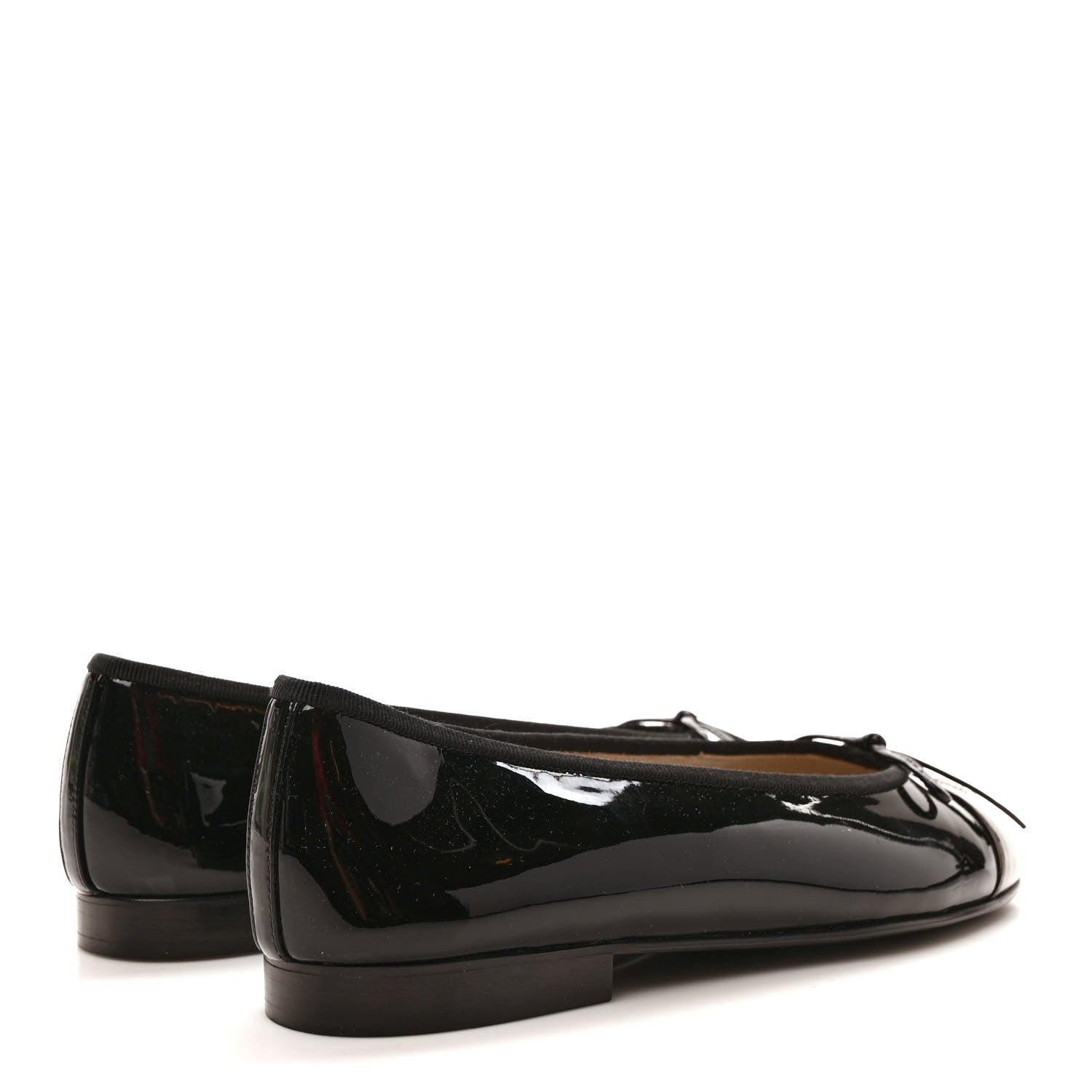 Chanel Patent CC Cap Toe Ballerina Flats 36 Black Kaki Clair 4 of 9