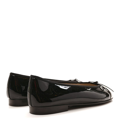 Chanel Patent CC Cap Toe Ballerina Flats 36 Black Kaki Clair 4 of 9