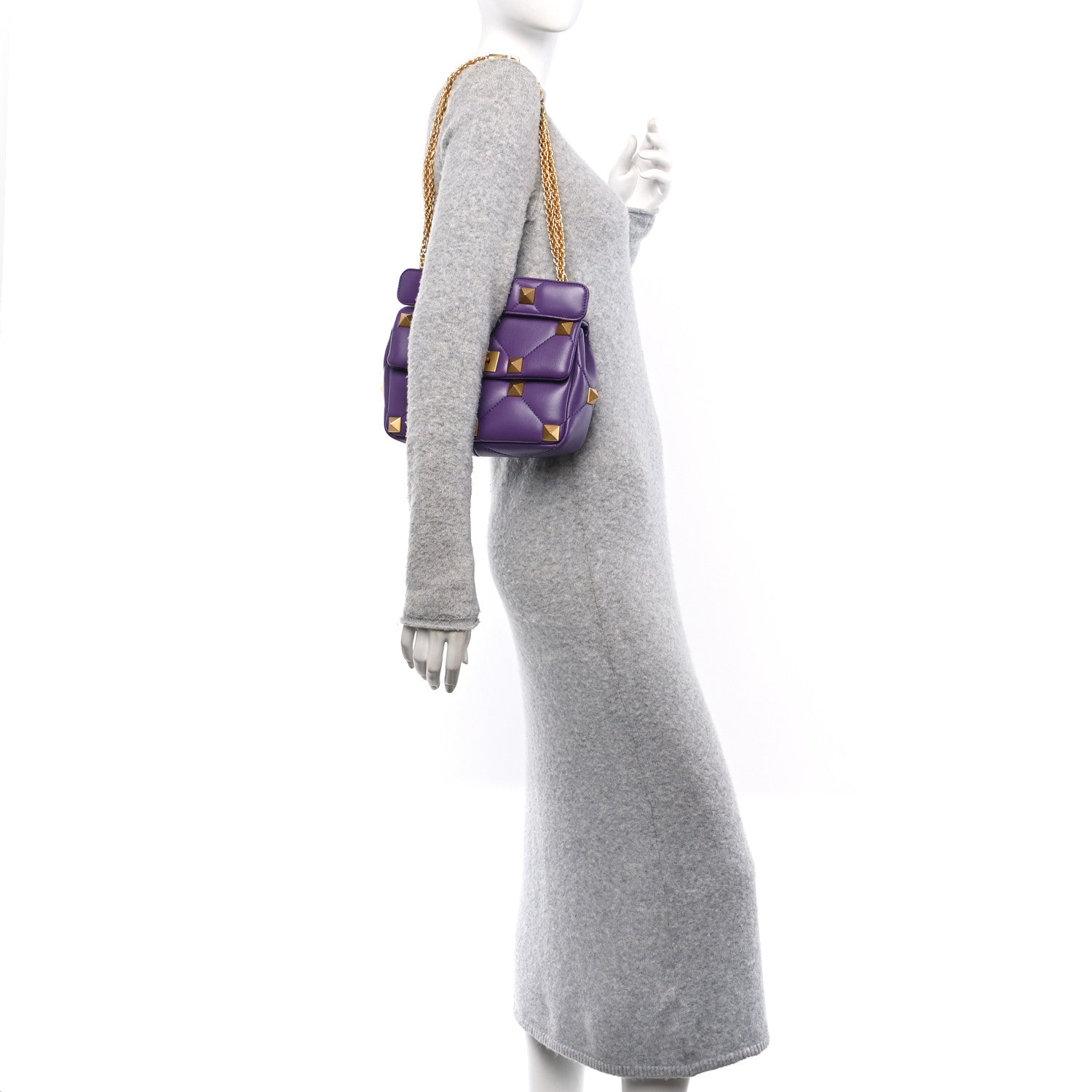 Valentino Garavani Nappa Medium Roman Stud Shoulder Bag Indian Violet 2 of 9