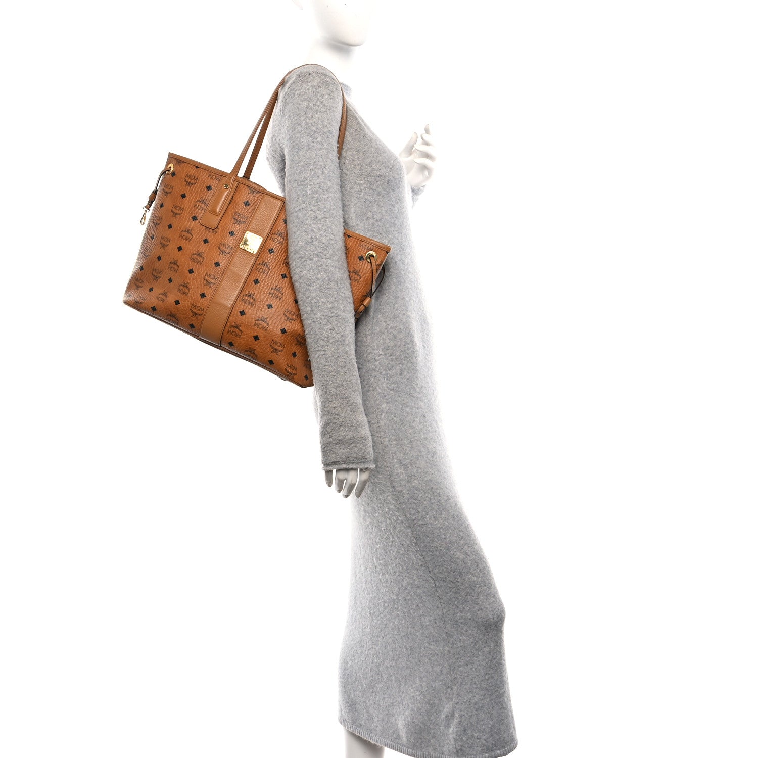 MCM Visetos Medium Liz Reversible Shopper Tote Cognac 2 of 11