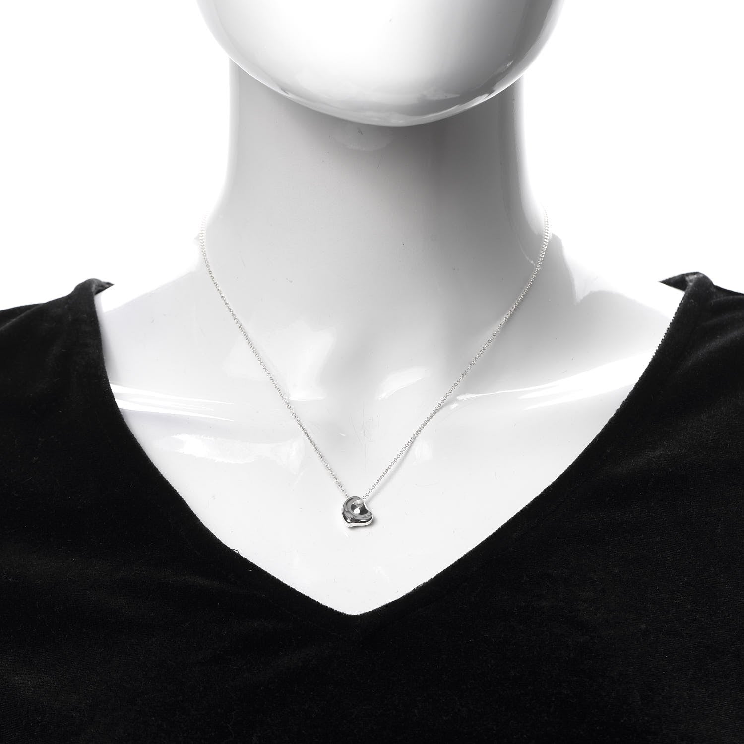 Tiffany Sterling Silver 9mm Elsa Perretti Full Heart Pendant Necklace 2 of 5