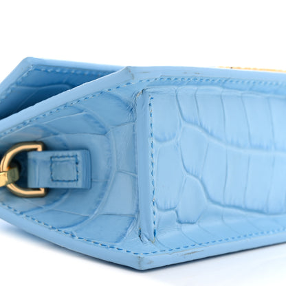 Jacquemus Calfskin Crocodile Embossed Le Chiquito Blue 8 of 9