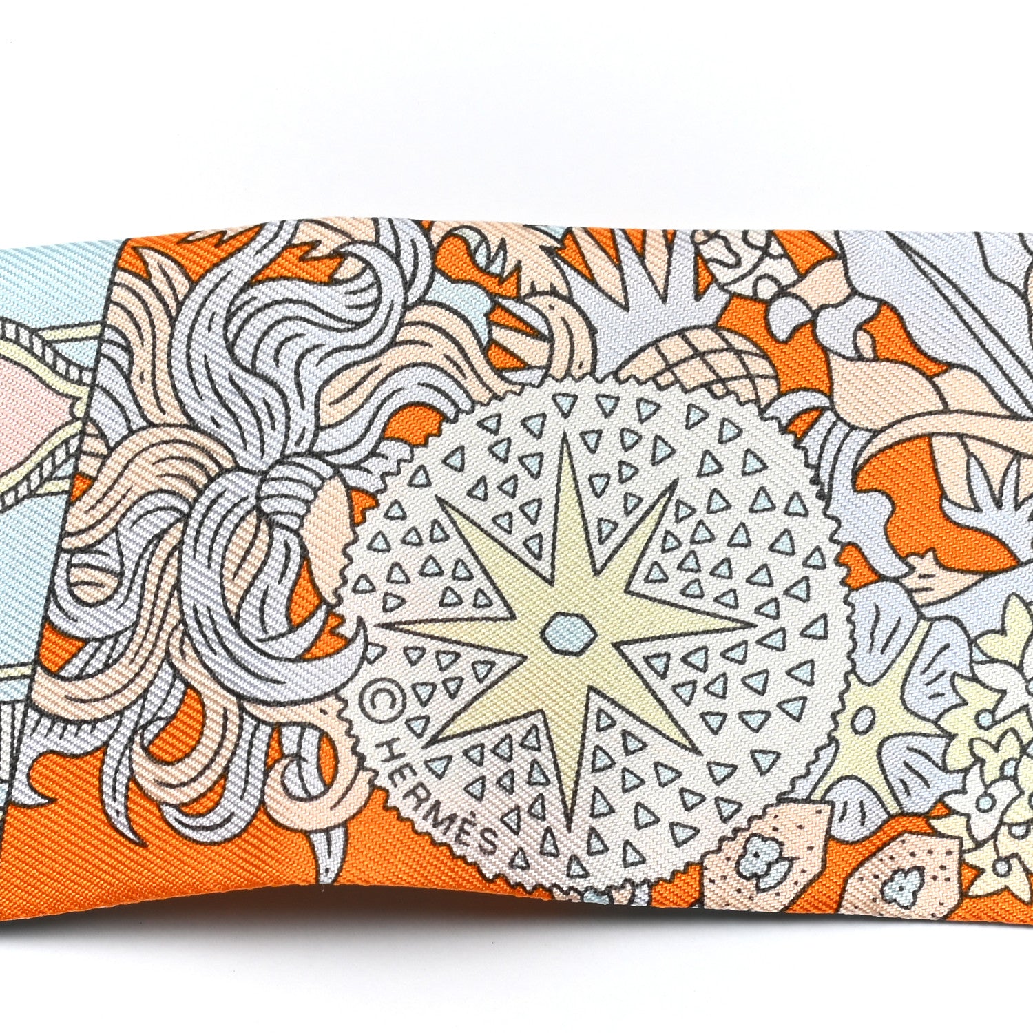 Hermes Silk De l'Ombrelle Aux Duels Twilly Ciel Rose Pale Orange 3 of 5