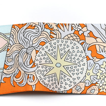 Hermes Silk De l'Ombrelle Aux Duels Twilly Ciel Rose Pale Orange 3 of 5