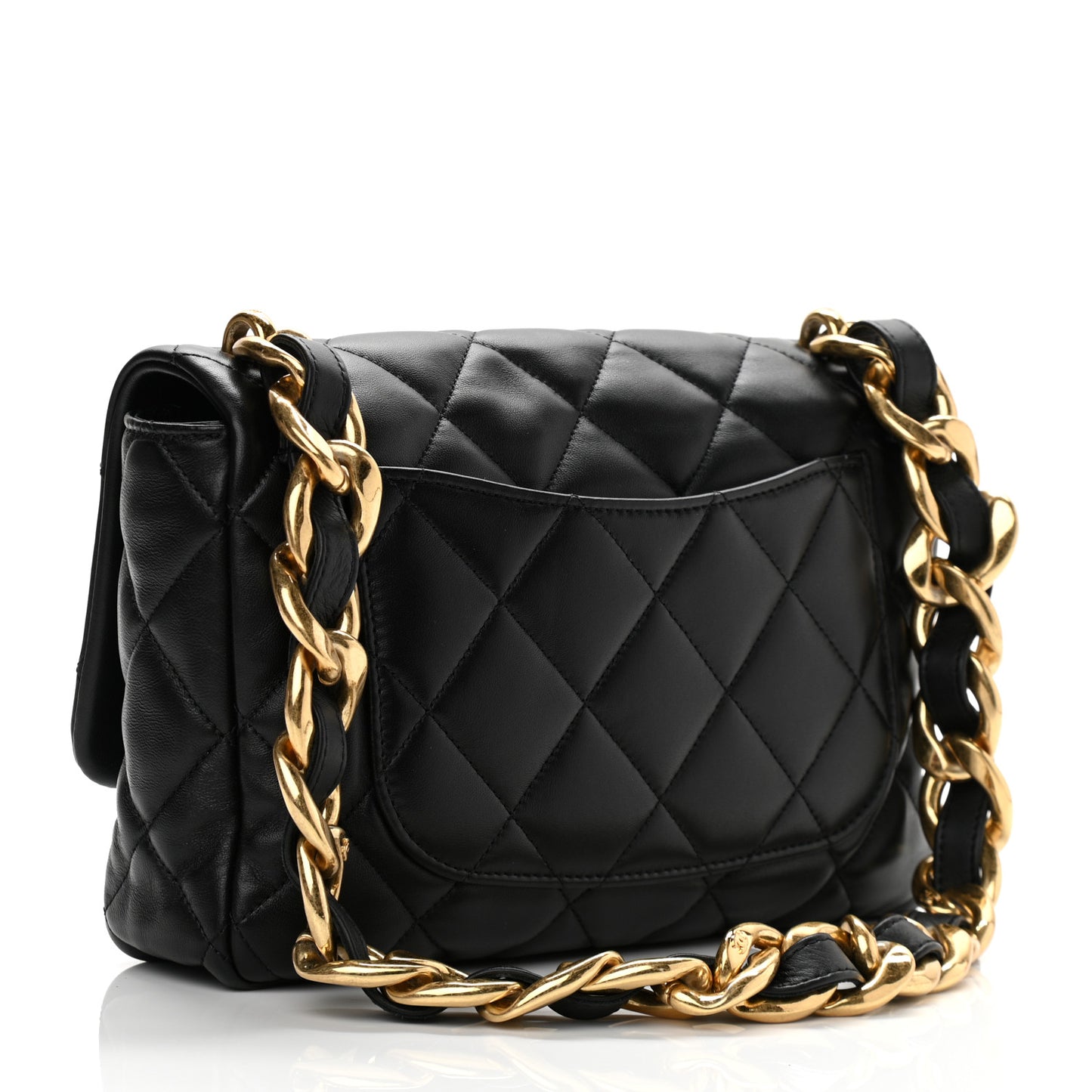 Lambskin Quilted Large CC Funky Town Flap Black