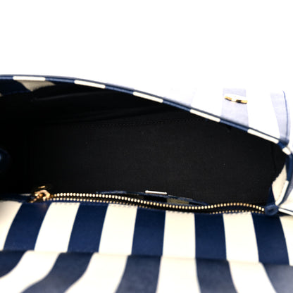 Dolce & Gabbana Dauphine Embroidered Striped Print Medium Miss Sicily Satchel White 5 of 13