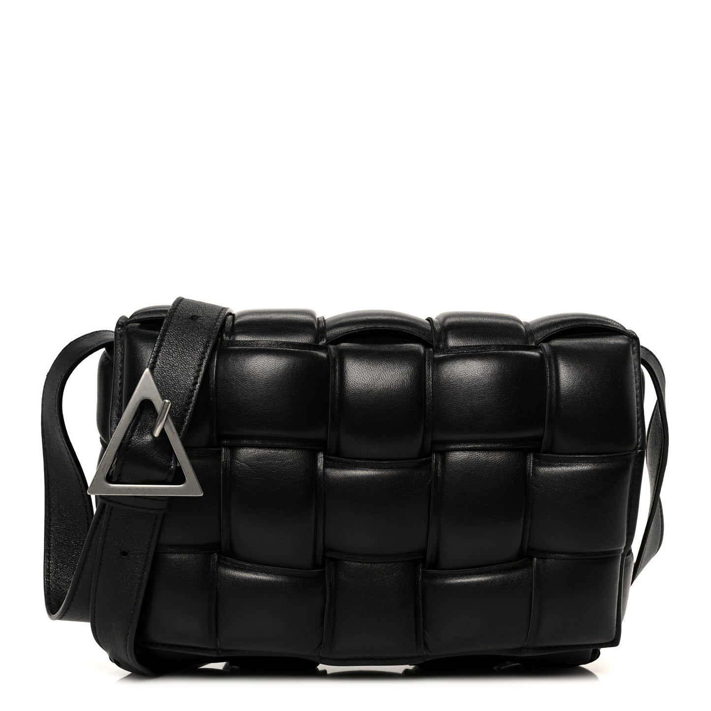 Nappa Maxi Intreccio Padded Cassette Crossbody Bag Black
