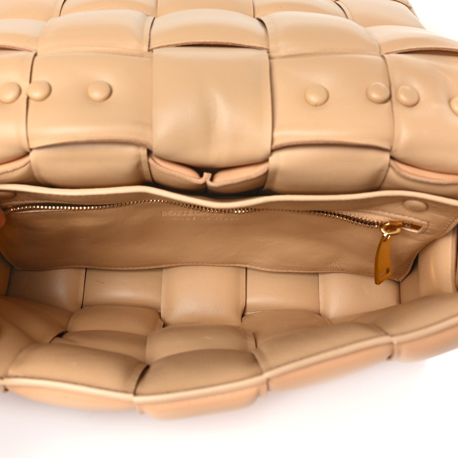 Bottega Veneta Lambskin Maxi Intreccio Padded Chain Cassette Crossbody Bag Almond 5 of 8