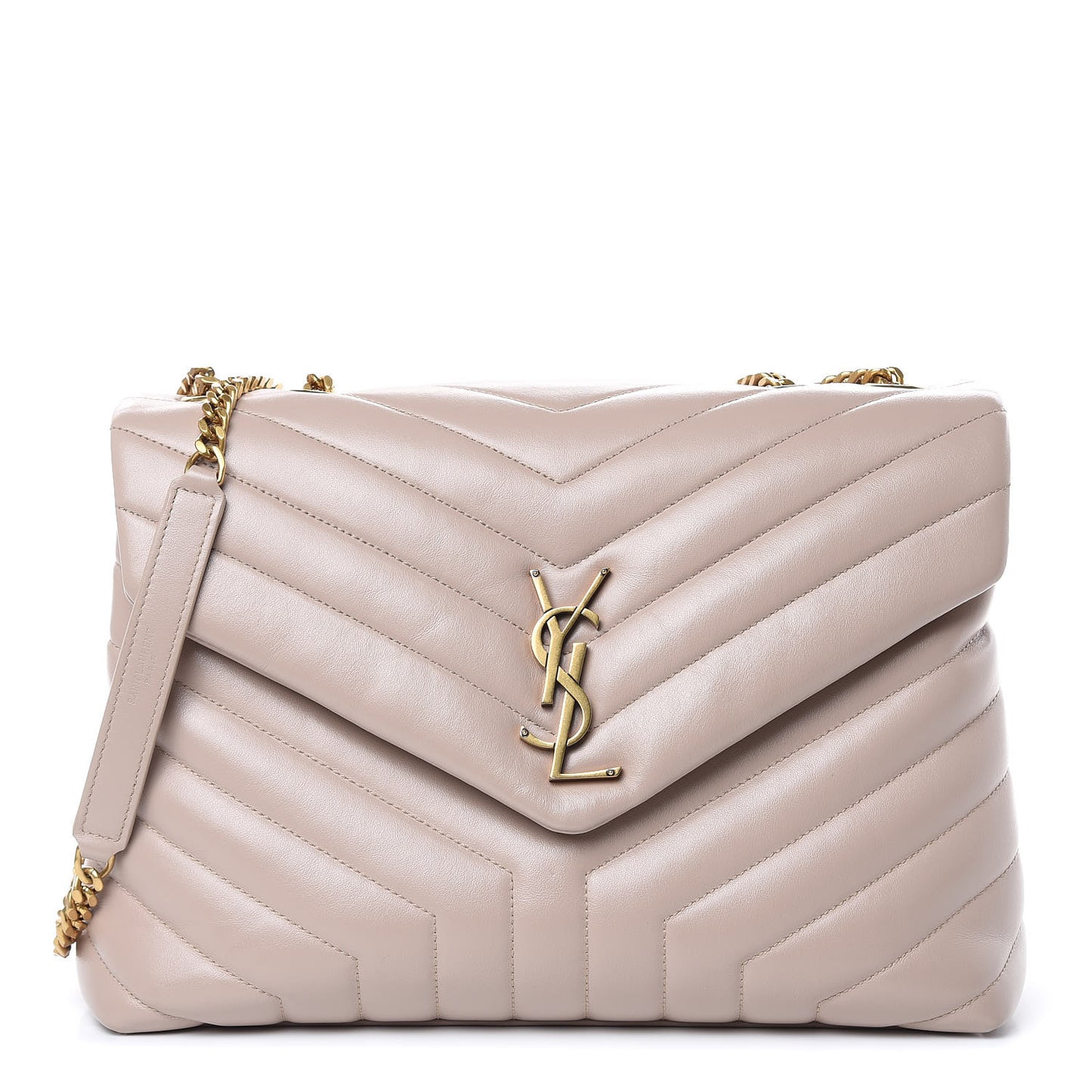 Calfskin Y Quilted Monogram Medium Loulou Chain Satchel Light Natural