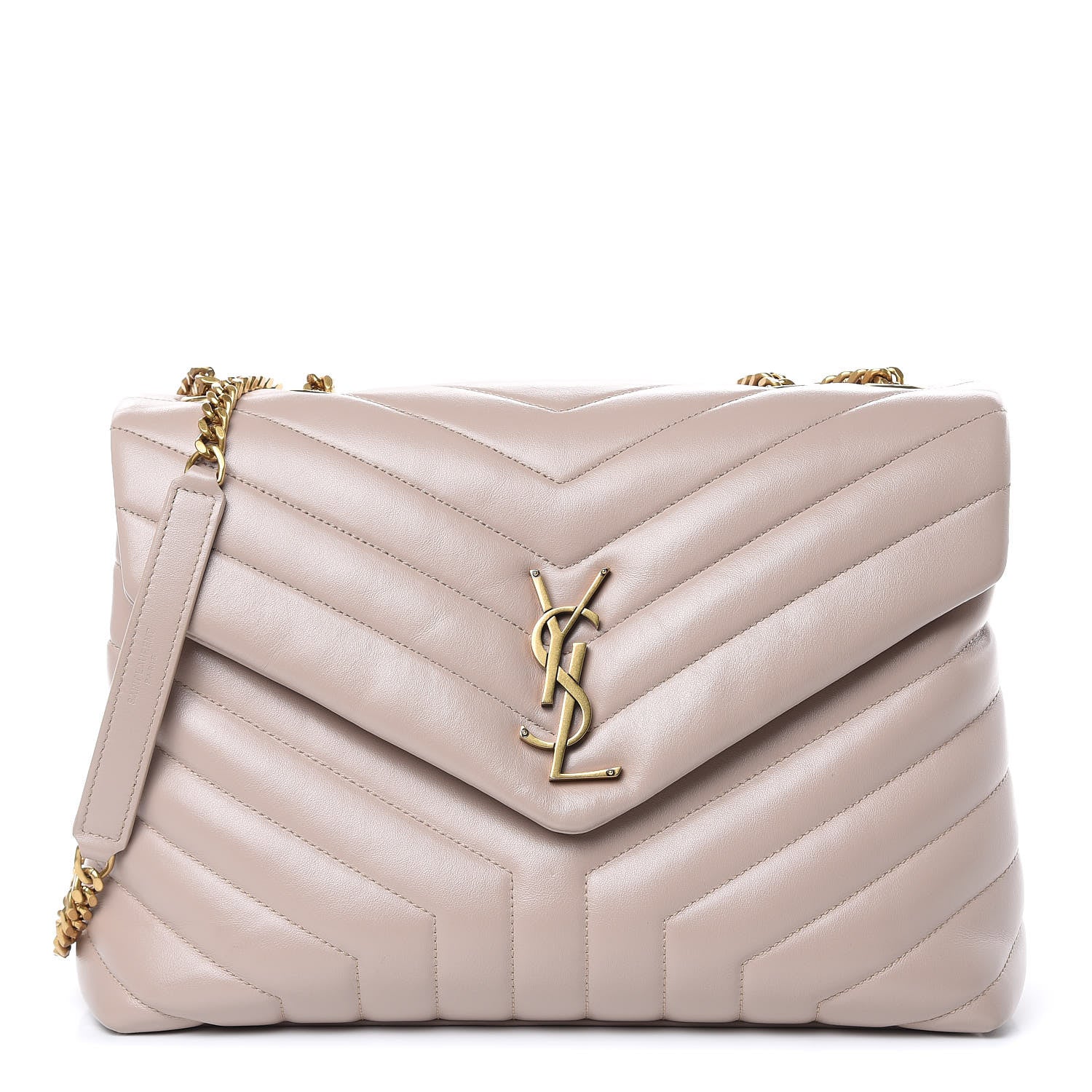 Saint Laurent Calfskin Y Quilted Monogram Medium Loulou Chain Satchel Light Natural 1 of 9