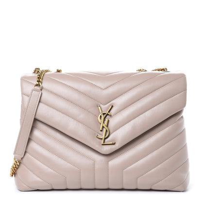 Saint Laurent Calfskin Y Quilted Monogram Medium Loulou Chain Satchel Light Natural 1 of 9