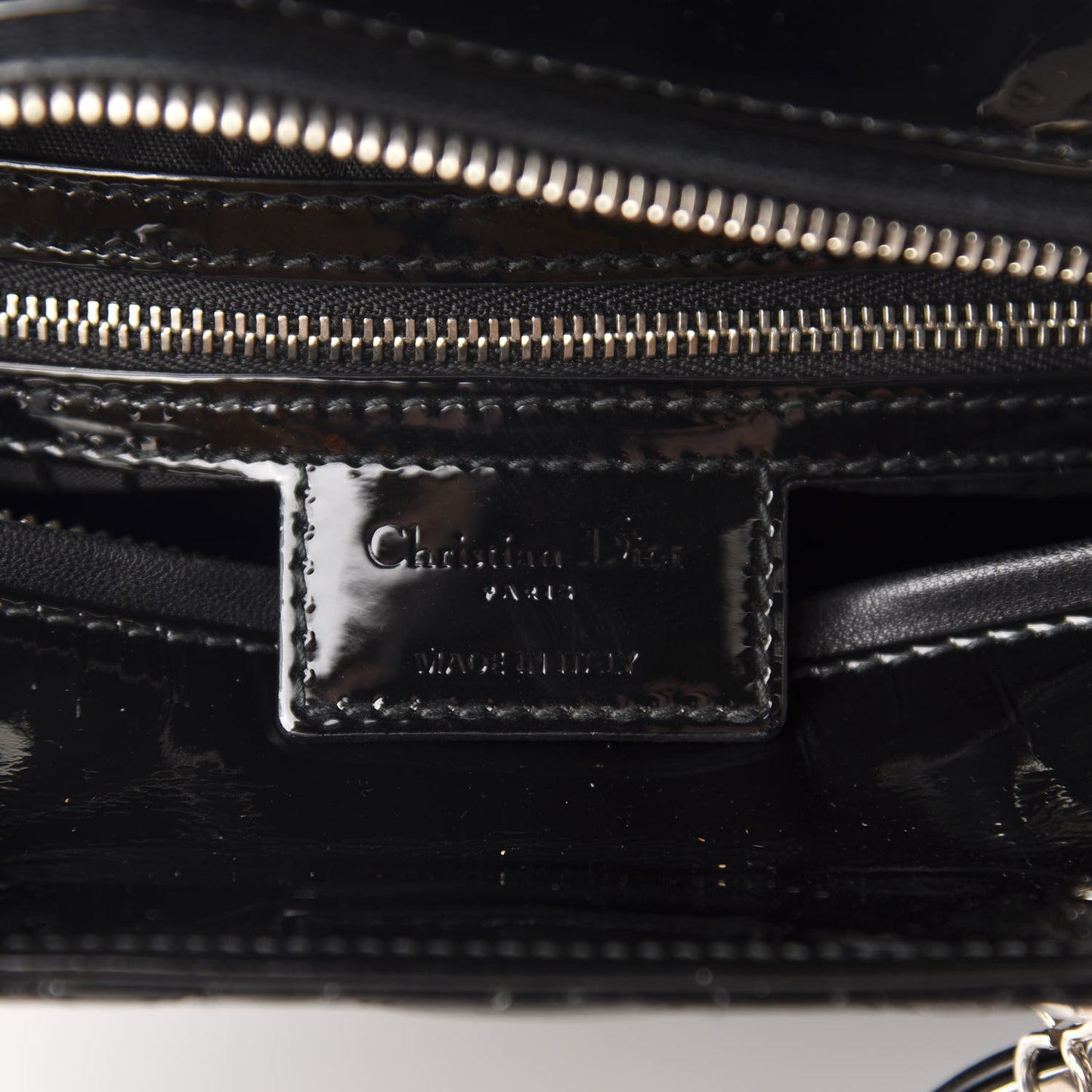 Patent Cannage Large Lady Dior Black