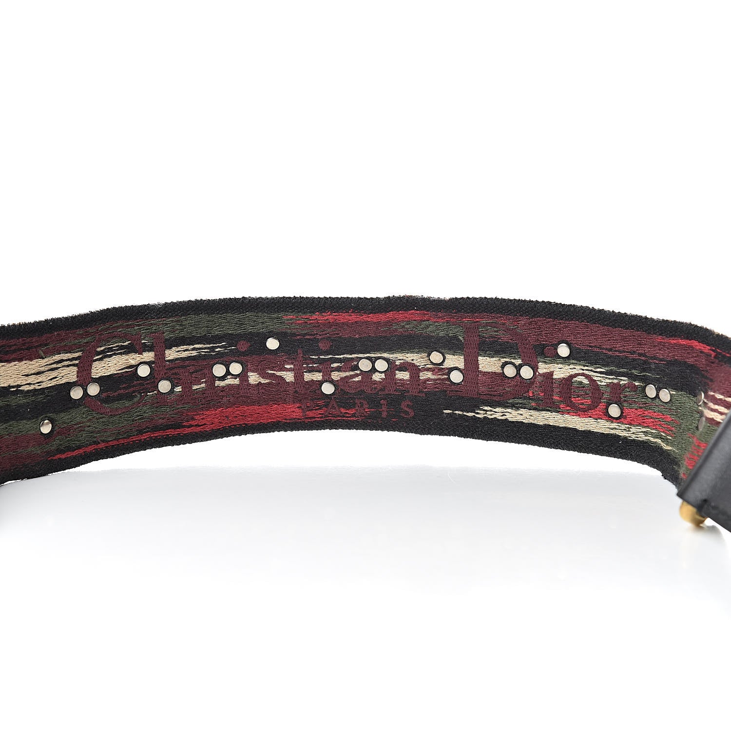 Christian Dior Canvas Embroidered Studded Bohemian Shoulder Strap Red 3 of 5