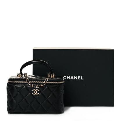 Chanel Lambskin Quilted Small Top Handle Vanity Case With Chain Black 11 of 11