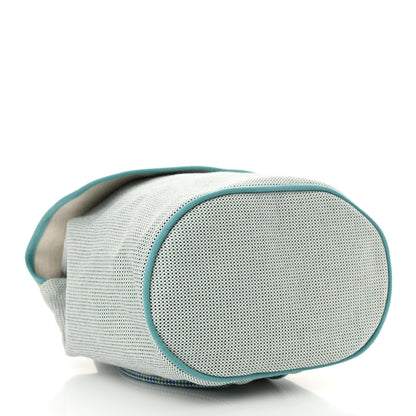 Hermes H Canvas Embroidered Les Cabanes Backpack Marine Menthe 3 of 10