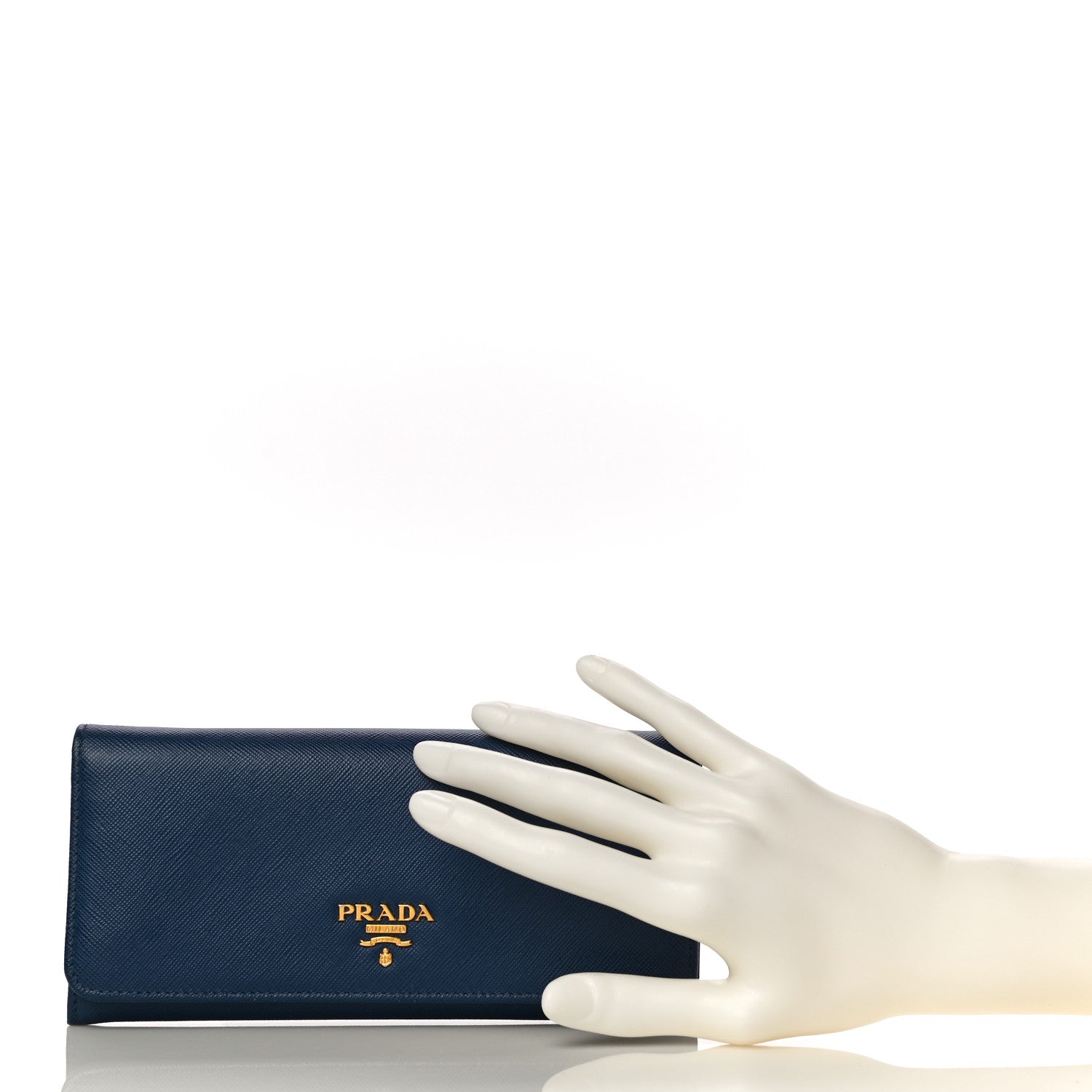 Prada Saffiano Metal Continental Flap Wallet Bleuette 2 of 11