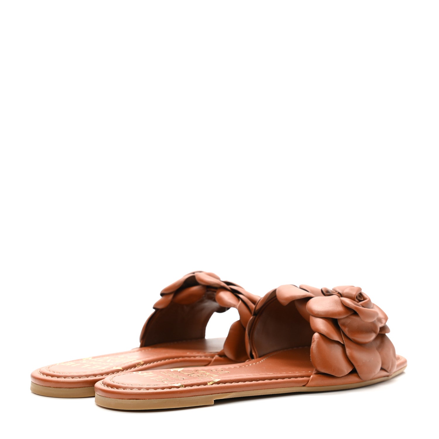 Valentino Garavani Calfskin Atelier 03 Rose Edition Slide Sandals 39 Cuoio 4 of 8