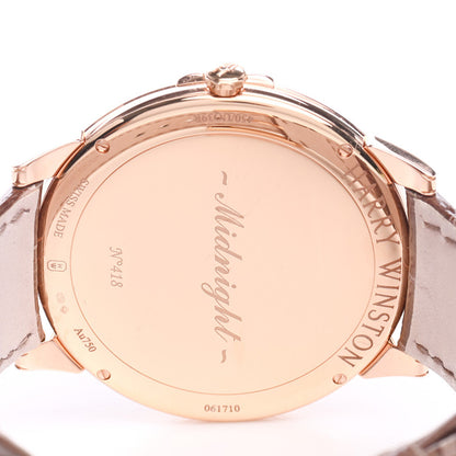 Harry Winston 18K Rose Gold Alligator Diamond Bezel 39mm Midnight Quartz Watch Champagne 5 of 9