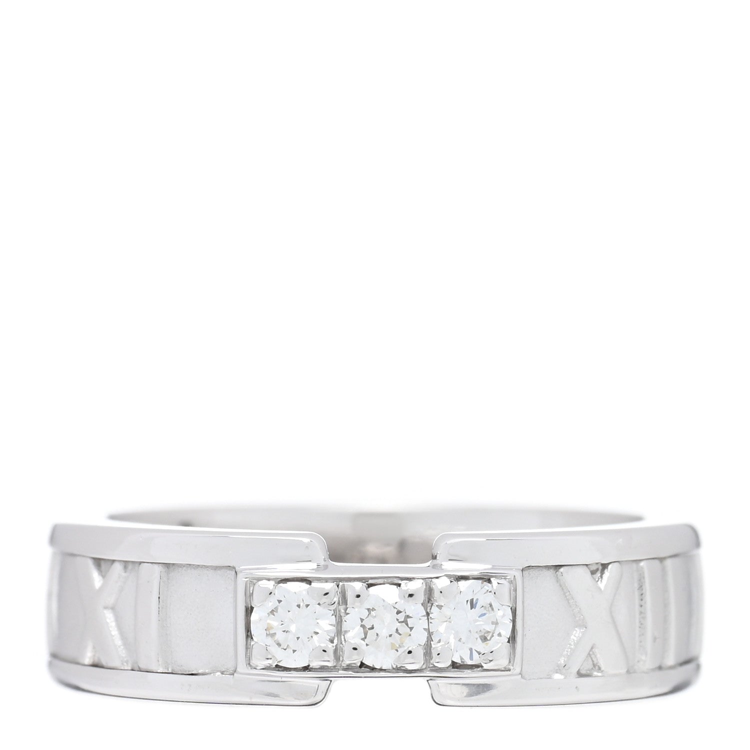 Tiffany 18K White Gold Diamond Atlas Ring 52 6 1 of 5