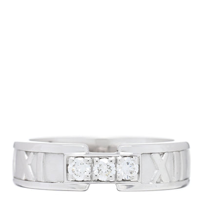 Tiffany 18K White Gold Diamond Atlas Ring 52 6 1 of 5