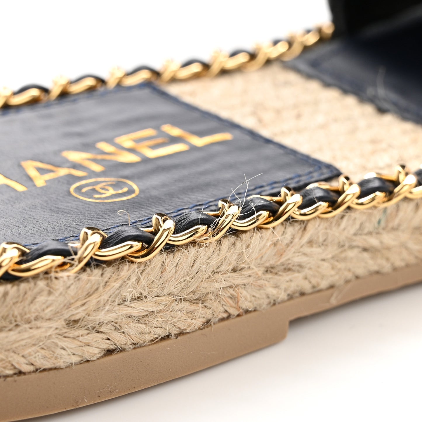 Lambskin Quilted CC Chain Espadrille Mules 39 Black Navy
