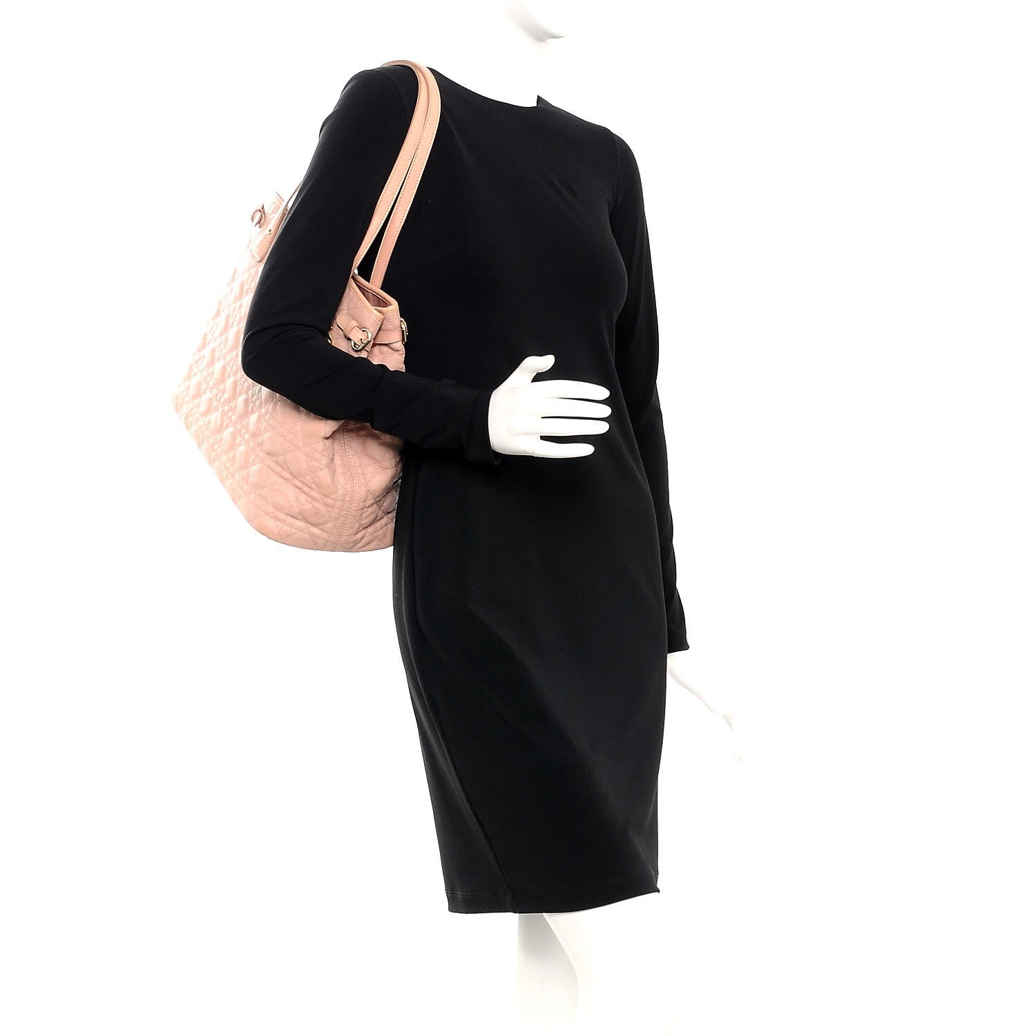 Christian Dior Coated Canvas Cannage Medium Panarea Tote Rosato 2 of 7