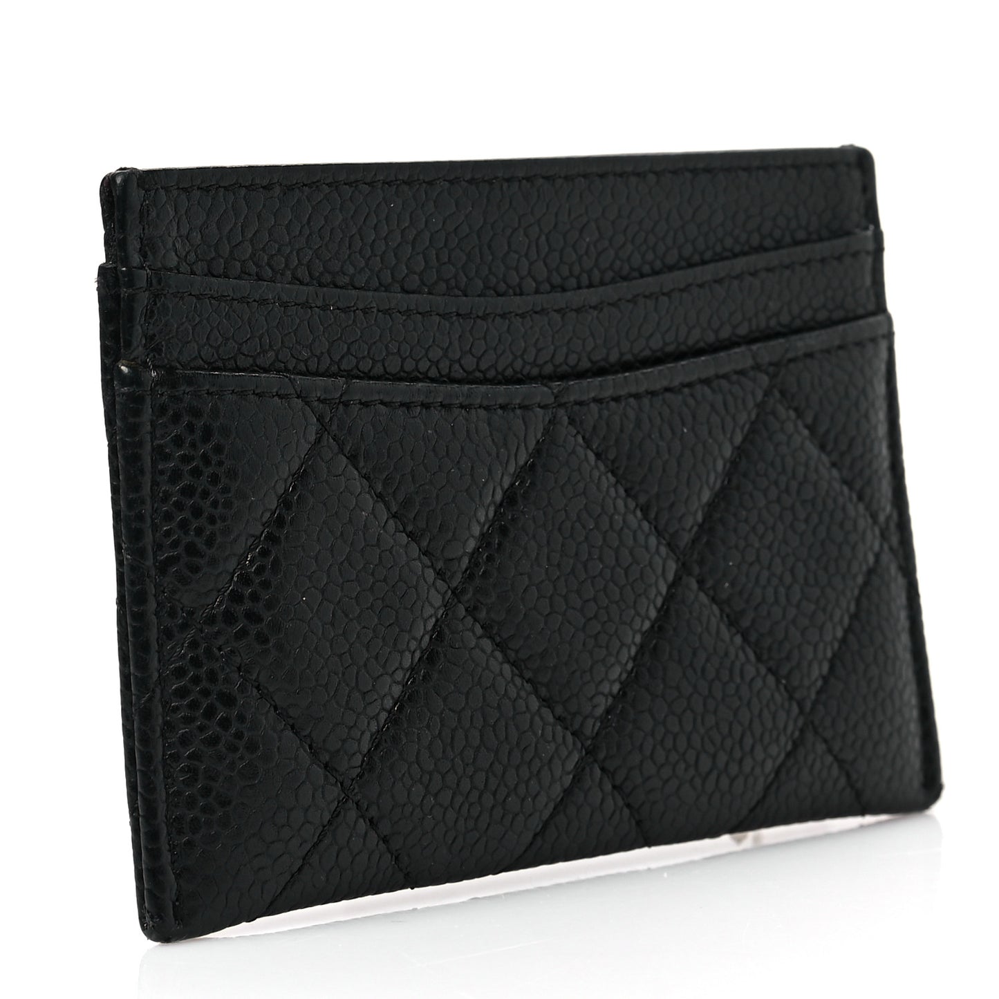 Caviar Quilted Card Holder Black
