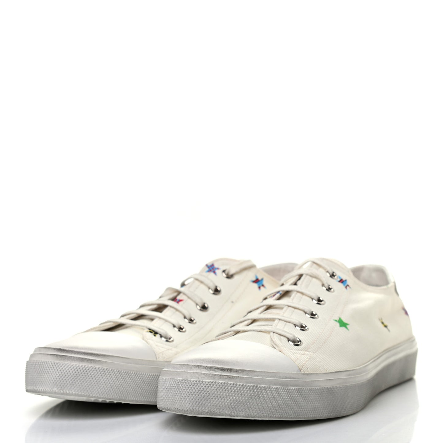Canvas Fun-Star Print Mens Bedford Sneakers 42 Cream