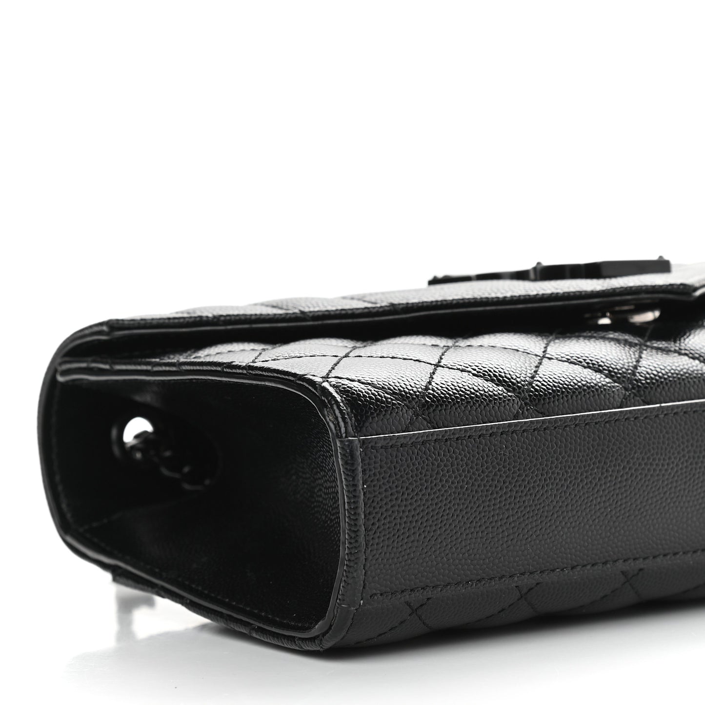 Grain De Poudre Textured Mixed Matelasse Triquilt Small Monogram Satchel Black