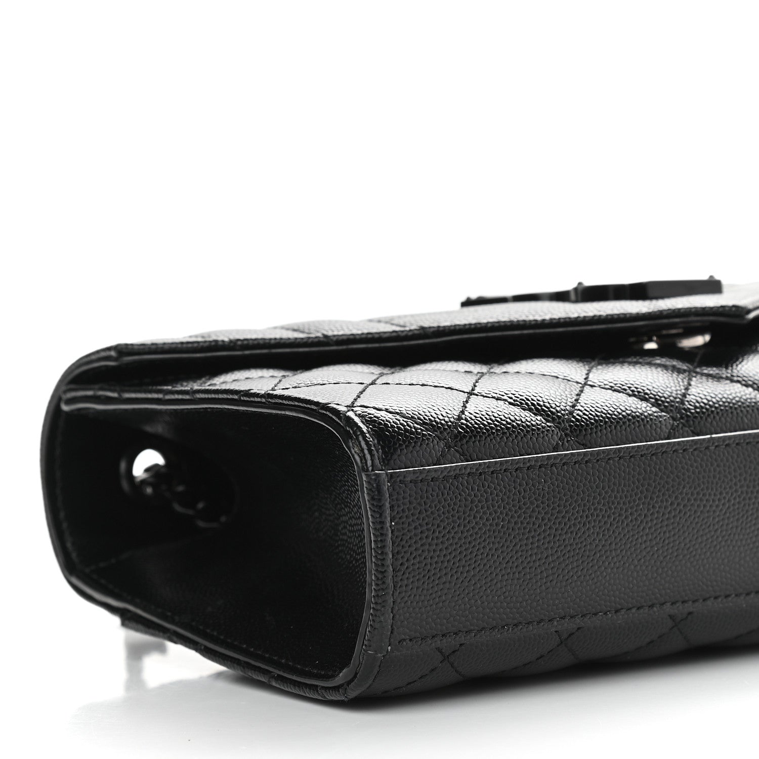 Saint Laurent Grain De Poudre Textured Mixed Matelasse Triquilt Small Monogram Satchel Black 7 of 9
