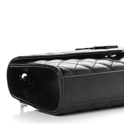 Saint Laurent Grain De Poudre Textured Mixed Matelasse Triquilt Small Monogram Satchel Black 7 of 9