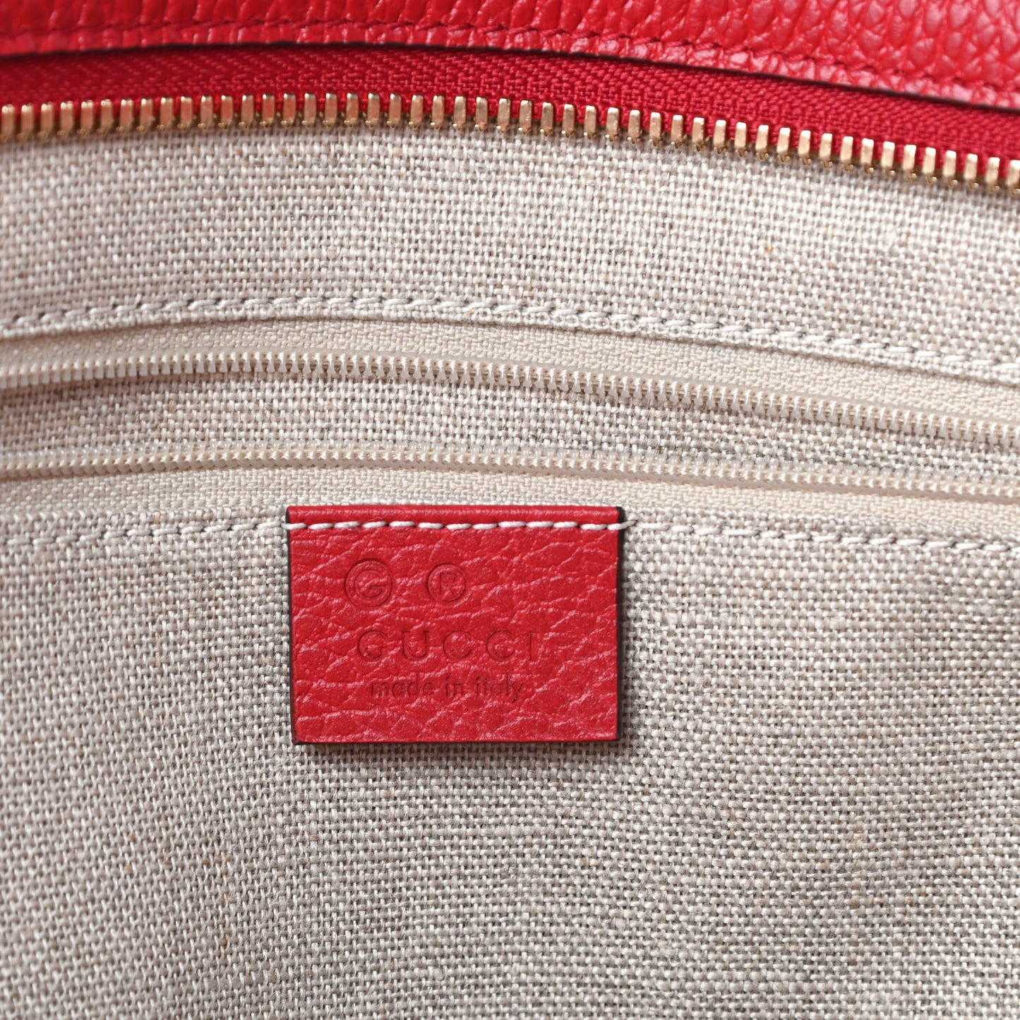 Monogram Bree Zippered Tote Beige Red