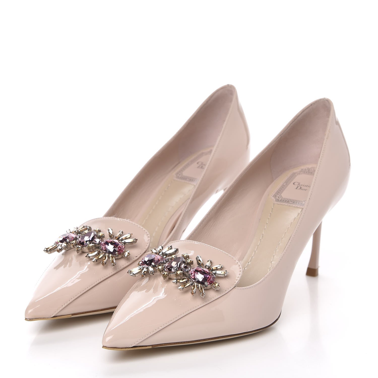 Christian Dior Patent Crystal Dianeme Pumps 38 Rose Poudre 3 of 10