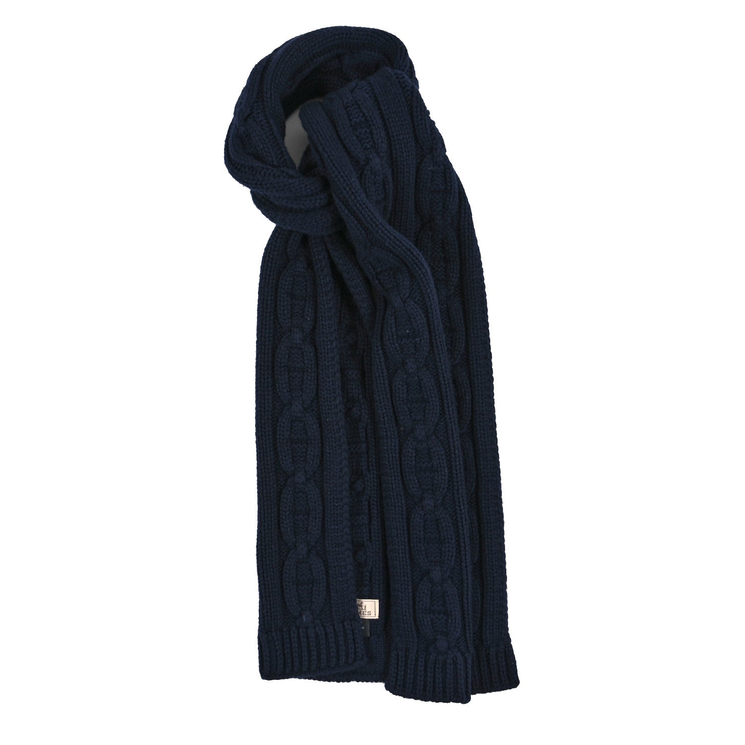 Hermes Cashmere Tri-Maillon Muffler Bleu Marine 1 of 3